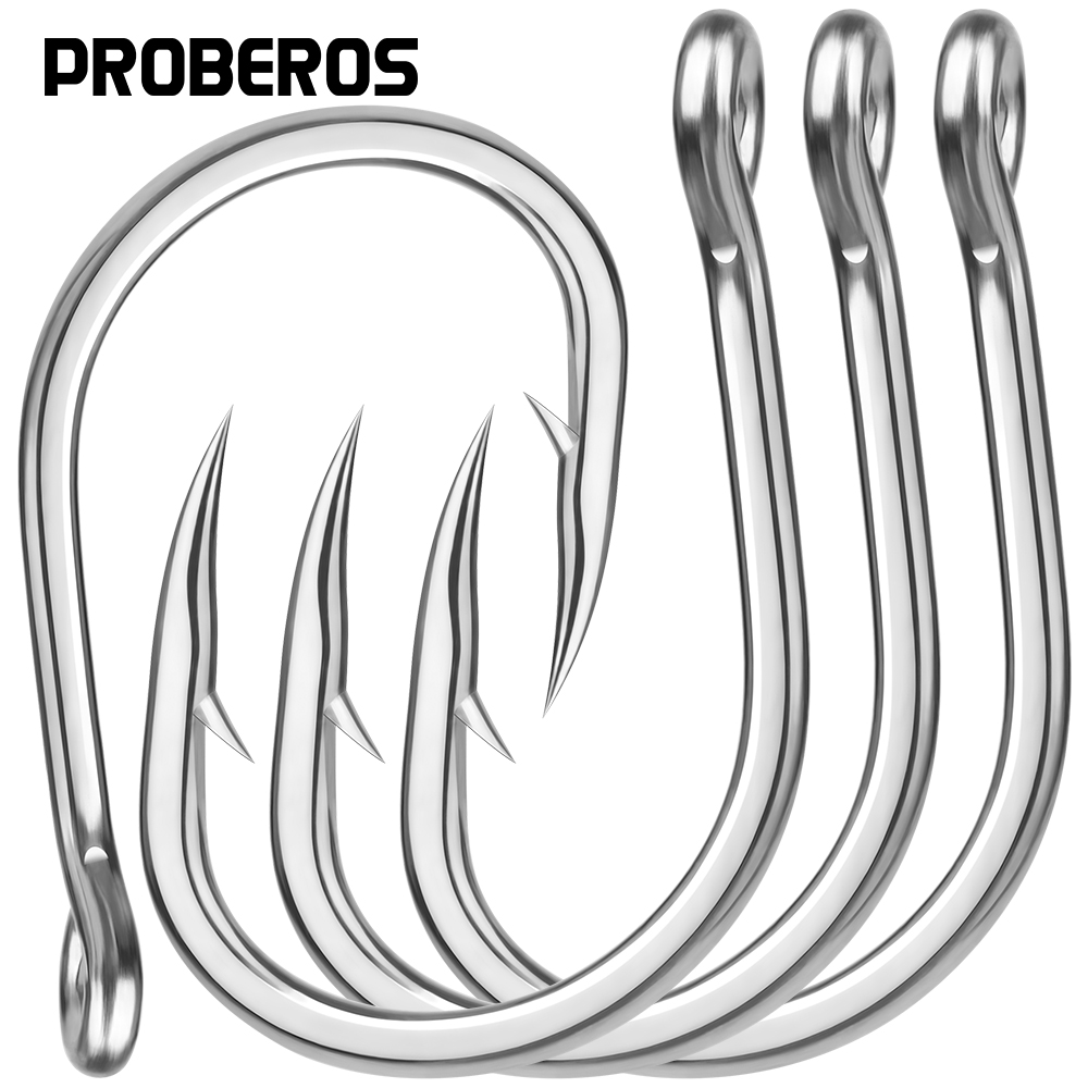 Fishing Hook Assortment - PROBEROS 10 ชิ้น/ล็อตเบ็ดตกปลาน้ำเค็มเหล็กคาร์บอนสูงชุดเบ็ดตกปลา 1/0 # -13/0