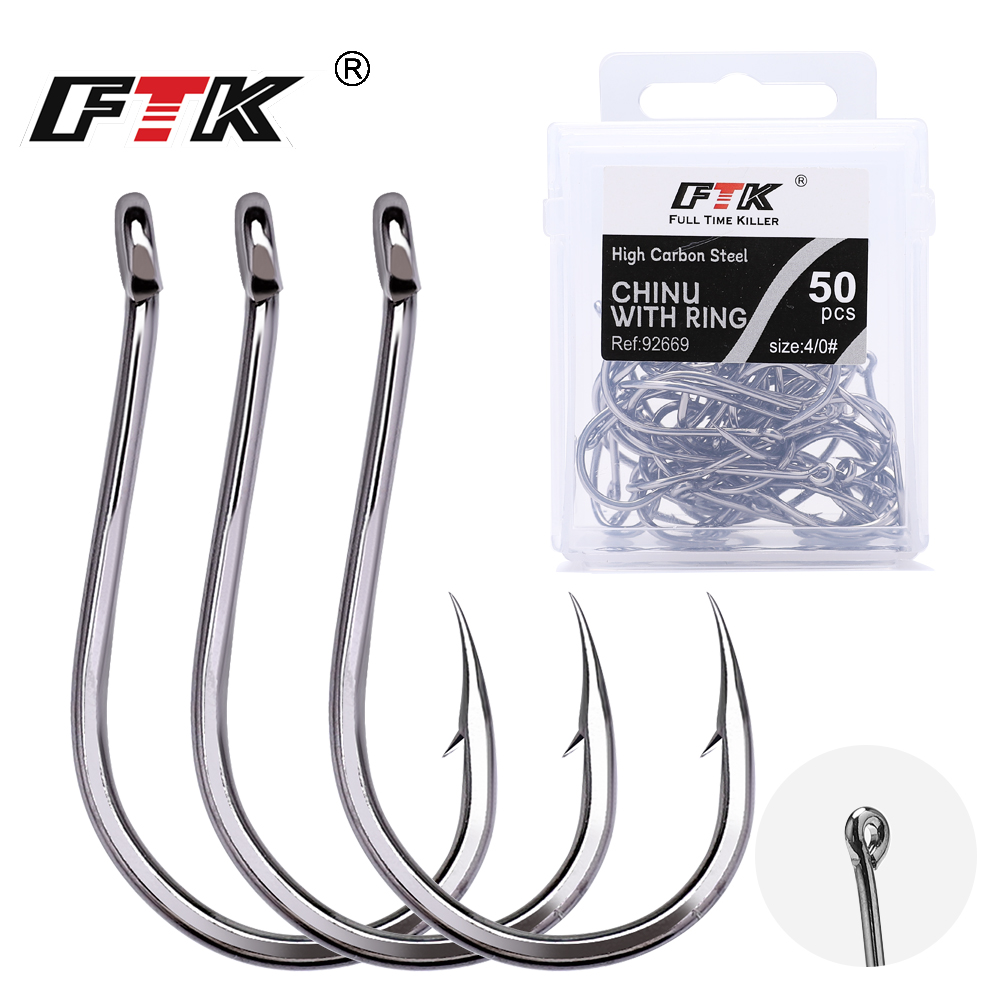 Fishing Hook Assortment - เบ็ดตกปลา ftk 50-100ชิ้น/กล่องตะขอตกปลาแบบวงกลมชินูตะขอเบ็ดเหล็กกล้าคาร์บอนสูงแบบญี่ปุ่นตะขอเหยื่อเดี่ยว