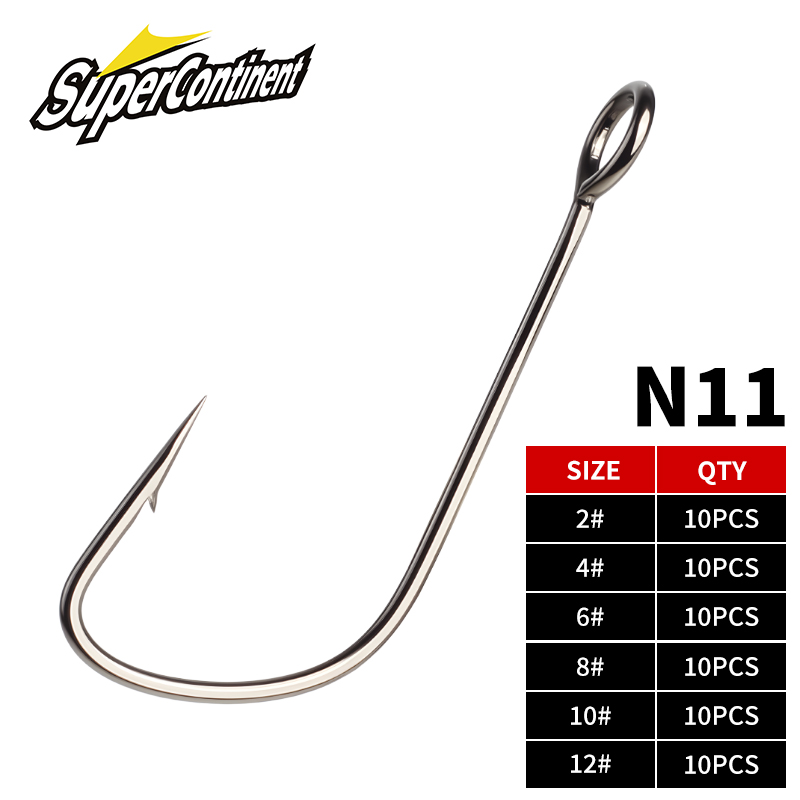 Fishing Hook Assortment - ซุปเปอร์คอนทิเนนต์ 2 # -12 # ตะขอเบ็ดตกปลาแบบห่วงใหญ่
